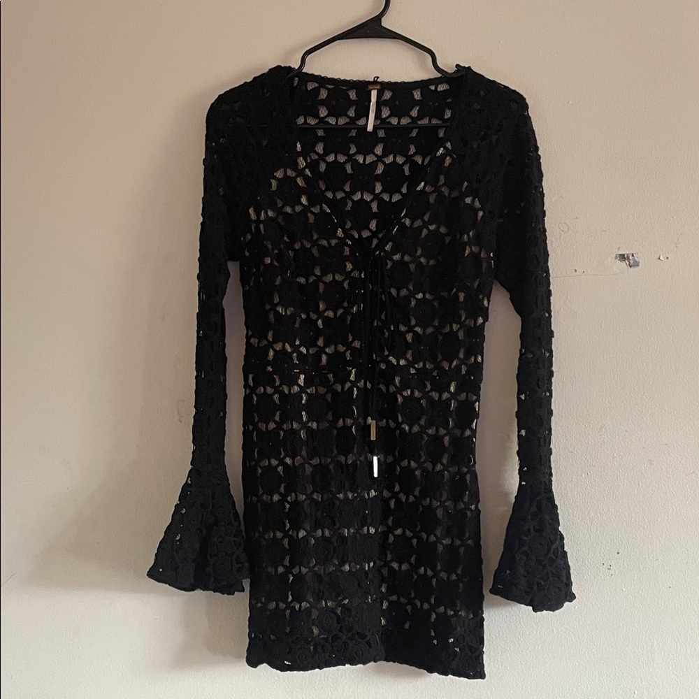 Free People Black Lace Mini Dress